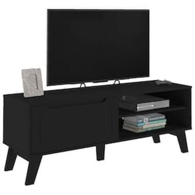Rack Artely Lotus com 134 cm de Largura, 1 Porta Basculante, Ideal para TV de Até 60” Preto