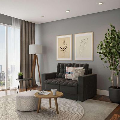 Sofá 2 Lugares Retrátil Erfurt Suede Grafite 140 cm