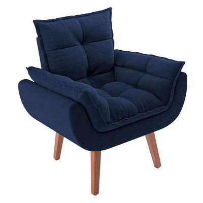 Poltrona Lidi Suede Azul Marinho