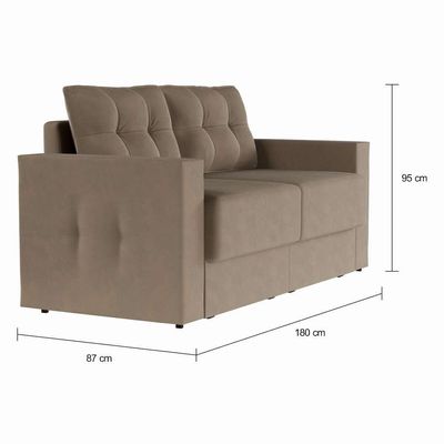 Sofá 3 Lugares Retrátil Dresden Suede Bege 180 cm