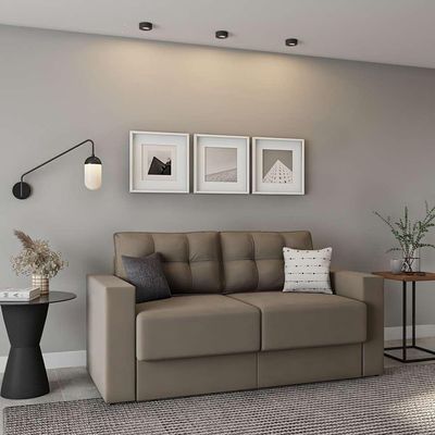 Sofá 3 Lugares Retrátil Dresden Suede Bege 180 cm