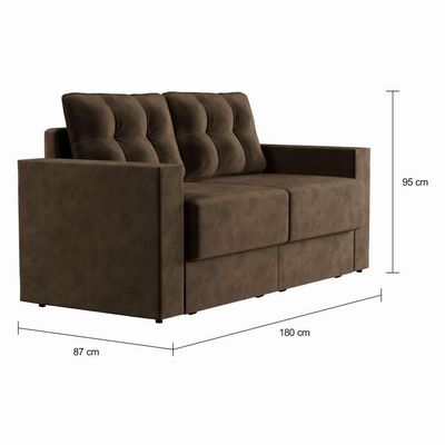 Sofá 3 Lugares Retrátil Munique Suede Marrom 180 cm