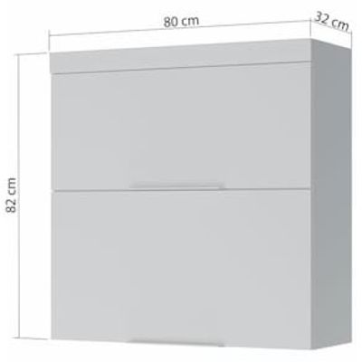 Armário Aéreo Nesher Marquesa em MDF 15mm com 2 Portas e 1 Prateleira - 80cm de largura Branco