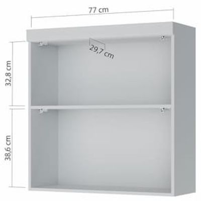 Armário Aéreo Nesher Marquesa em MDF 15mm com 2 Portas e 1 Prateleira - 80cm de largura Branco