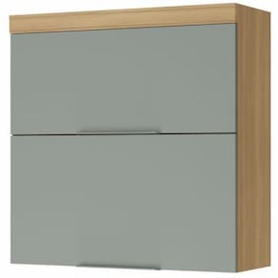 Armário Aéreo Nesher Marquesa em MDF 15mm com 2 Portas e 1 Prateleira - 80cm de largura Verde Cinza