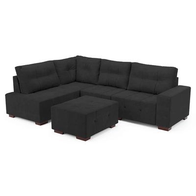 Sofá de Canto 8 Lugares Ipanema Suede Cinza Escuro
