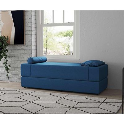 Sofá-Cama Casal 3 Lugares Cecília Linho Azul Marinho