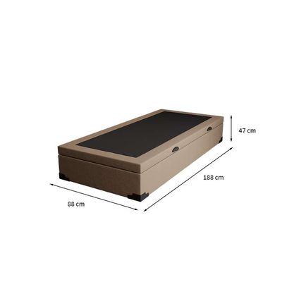 Base para Cama Box Solteiro Martin Premium com Baú Linho (47x88x188 cm) Bege