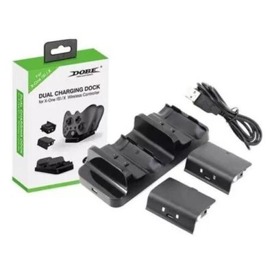 Base Dock Carregador para 2 Controle Xbox One S X + 2 Baterias Recarregaveis