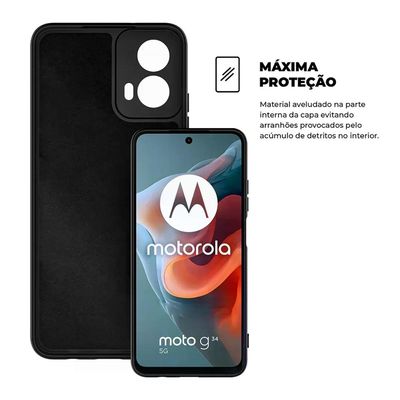 Kit Capa Silicon Veloz e Película Hydrogel HD para Motorola Moto G34 - Gshield