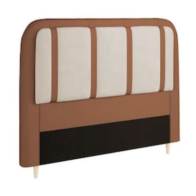 Cabeceira para Cama Box Casal Dobuê Leon com Revestimento em Veludo e Corino Marrom Chocolate
