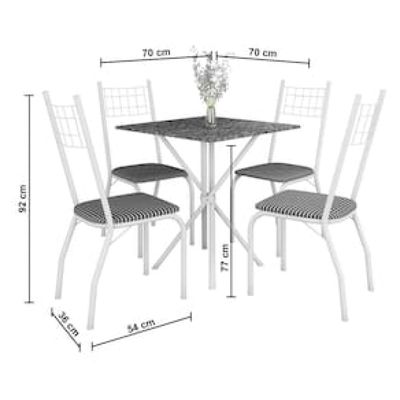 Mesa de Jantar Quadrada Fabone Brisa com 4 Cadeiras Estofadas Branco