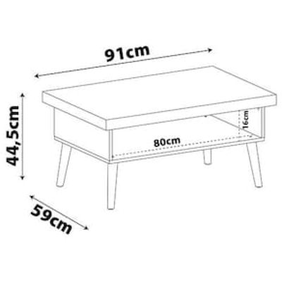Mesa de Centro Artely Lucca 91 cm de Largura Bege Médio