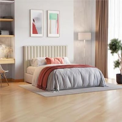 Cabeceira Casal/Queen Size Móveis Europa Vitória Ripada com Detalhes em Baixo Relevo - 166cm de largura Off White