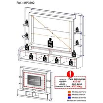 Rack Estante Tv 65´´ Leds Madeirado/Laca Fumê
