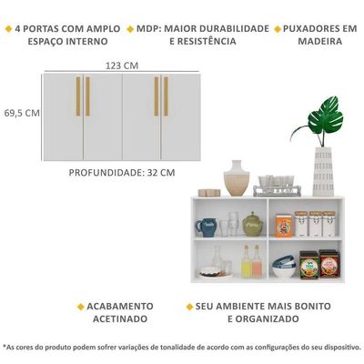 Aparador Buffet 4 Portas Viena Branco/natural