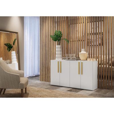 Aparador Buffet 4 Portas Viena Branco/natural