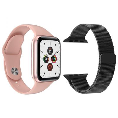 Kit 1 SmartWatch Rosa Android iOS + 1 Pulseira Extra Preto