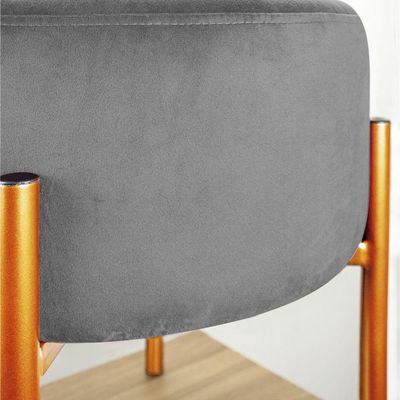 Puff Iron Suede Grafite Base Metálica Cobre - D´rossi