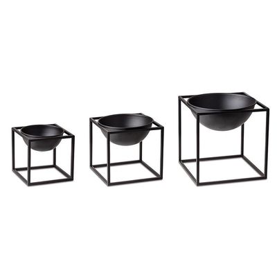 Kit 3 Cachepot Suporte Metálico Preto