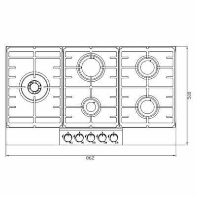 Cooktop 5 Bocas Sabaf Montreal Superautomático - De Bacco