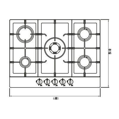 Cooktop 5 Bocas Aço Inox Sabaf Zurique 70cm Superautomático - De Bacco