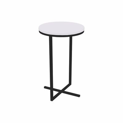 Mesa Lateral Alta Volpi Branco Base Metálica Industrial 56cm