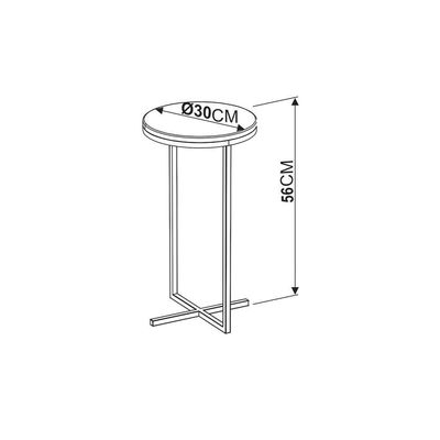 Mesa Lateral Alta Volpi Branco Base Metálica Industrial 56cm