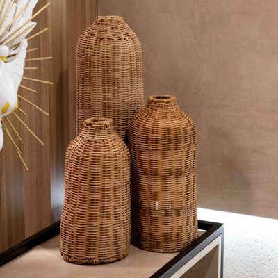 Vaso Em Rattan 32x16cm