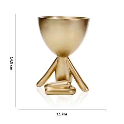 Vaso Bob Robert Planta Em Poliresina Dourado 14,5x11x10cm