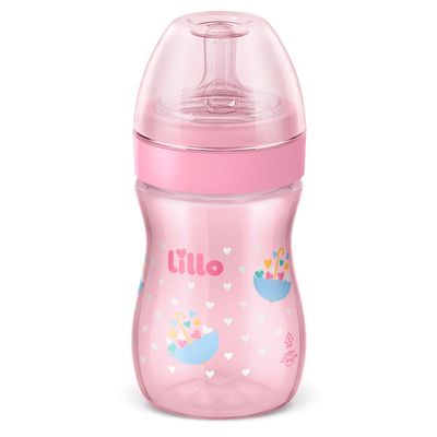 Kit com 3 Mamadeiras Primeiros Passos Lillo Rosa