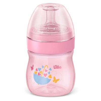 Kit com 3 Mamadeiras Primeiros Passos Lillo Rosa