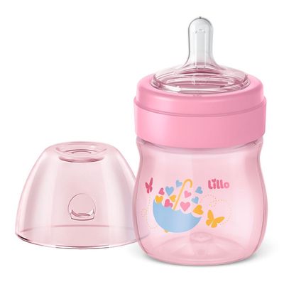 Kit com 3 Mamadeiras Primeiros Passos Lillo Rosa