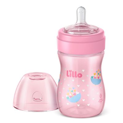 Kit com 3 Mamadeiras Primeiros Passos Lillo Rosa
