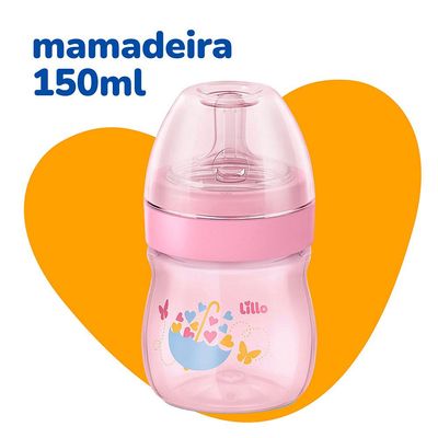 Kit com 3 Mamadeiras Primeiros Passos Lillo Rosa