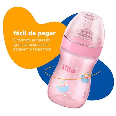 Kit com 3 Mamadeiras Primeiros Passos Lillo Rosa