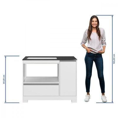 Balcão Para Cooktop 5 Bocas Notável 1 Portas 1 Gavetão 3050 Branco