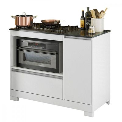 Balcão Para Cooktop 5 Bocas Notável 1 Portas 1 Gavetão 3050 Branco