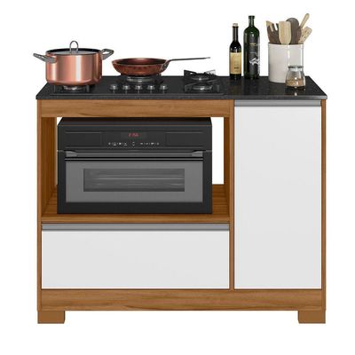 Balcão Para Cooktop 5 Bocas Notável 1 Portas 1 Gavetão 3050 Freijo-branco