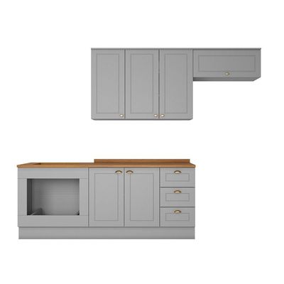 Cozinha Compacta Com Balcão Forno De Embutir Amy Casa 812 Cinza