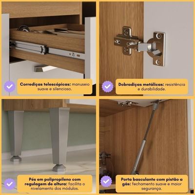 Balcão De Cozinha 120cm Gabinete Para Pia Paris Multimóveis Mp2233 Rustic-branco Rustic-branco