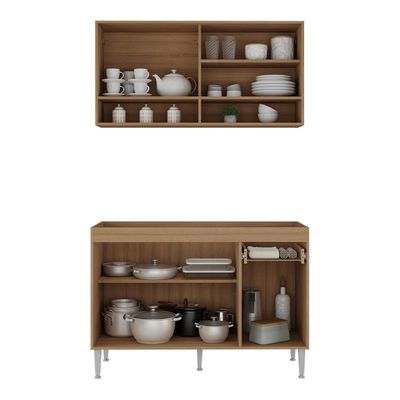Cozinha Compacta 120cm Com Armário E Balcão Para Pia Paris Multimóveis Rustic-branco Rustic-branco