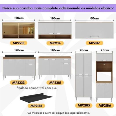 Cozinha Compacta 120cm Com Armário E Balcão Para Pia Paris Multimóveis Rustic-branco Rustic-branco