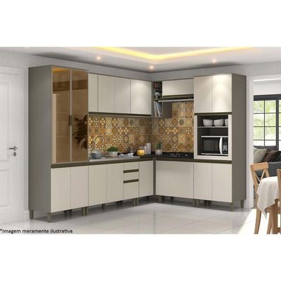 Armário Aéreo P/ Cozinha Canto Reto Connect C/ 1 Porta 95cm Duna/cristal - Henn