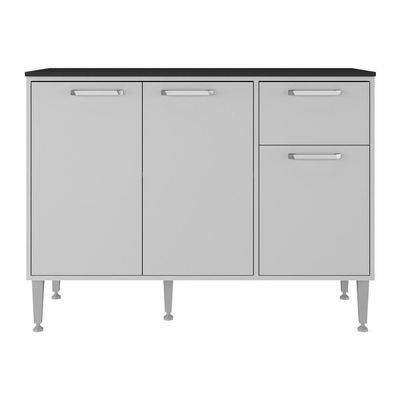 Balcão De Cozinha Gabinete Pia 105cm 3 Portas 1 Gaveta Siena Multimóveis Mp2190 Branco Branco