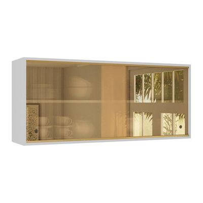 Armário De Cozinha Aéreo 105cm 2 Portas De Correr Em Vidro Siena Multimóveis Mp2191 Branco Branco