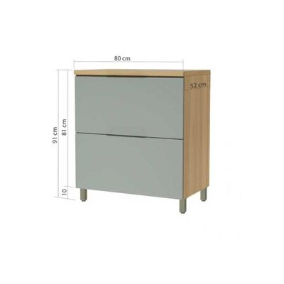 Balcão De Cozinha Marquesa 1 Porta E 1 Gaveta C/ Tampo 80cm Nature/verde - Nesher