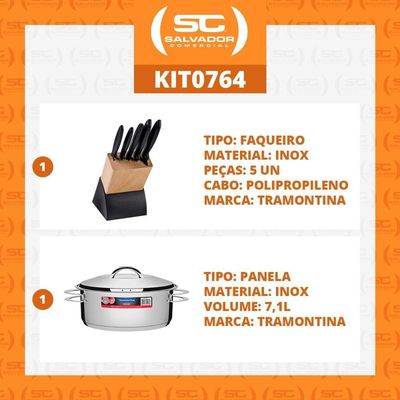 Kit - Faqueiro Plenus 6 Peças + 1 Panela Inox Solar 7,1 Lts Solar Pit3 - Tramontina