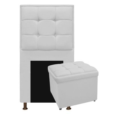 Kit Cabeceira e Calçadeira Copenhague Solteiro Suede Branco