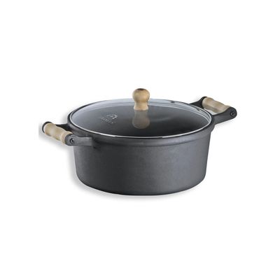 Caçarola Alça De Madeira Tampa De Vidro 1,7 Litro 18cm